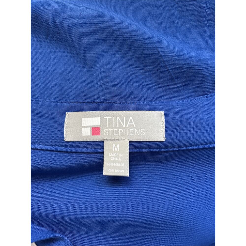 NEW Tina Stephens Tina 3/4 Sleeve Tunic Size Medium Cobalt Blue Nautical Coastal - Picture 10 of 12